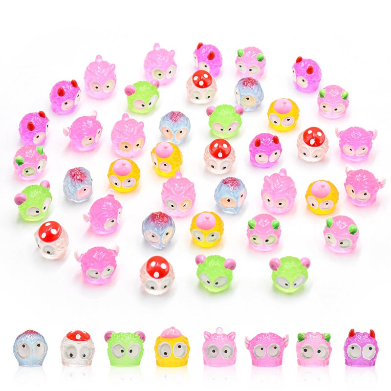 HOMICO 40 PCS Luminous Tiny Things for Crafts Dollhouse Fairy Garden Decor Miniature Figurines Resin Animal for Car Mini Resin Animals for Micro Landscape Plant Pots - Image 1